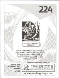 2015 Panini Women's World Cup Stickers #224 Bebey Beyene Back