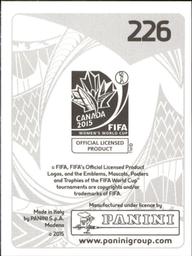 2015 Panini Women's World Cup Stickers #226 Raissa Feudjio Back