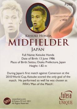 2011 Futera UNIQUE World Football - Ruby Parallel #P086 Keisuke Honda Back