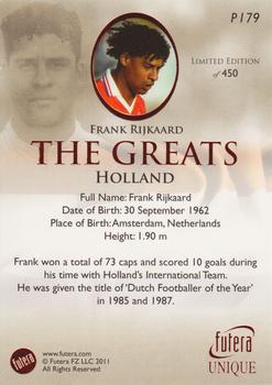 2011 Futera UNIQUE World Football - Ruby Parallel #P179 Frank Rijkaard Back