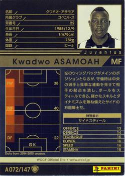 2014-15 Panini/Sega World Club Champion Football Opening Edition #A072 Kwadwo Asamoah Back