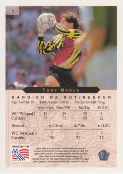 1994 Upper Deck World Cup Contenders French/Dutch #1 Tony Meola Back