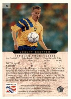 1994 Upper Deck World Cup Contenders French/Dutch #77 Johnny Ekström Back