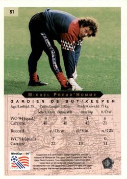 1994 Upper Deck World Cup Contenders French/Dutch #81 Michel Preud'Homme Back