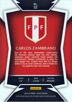 2015-16 Panini Select #12 Carlos Zambrano Back