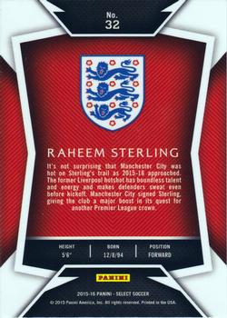 2015-16 Panini Select #32 Raheem Sterling Back
