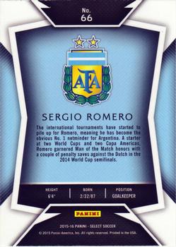 2015-16 Panini Select #66 Sergio Romero Back
