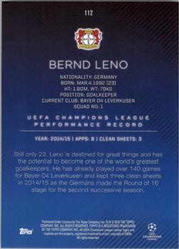 2015-16 Topps UEFA Champions League Showcase #112 Bernd Leno Back