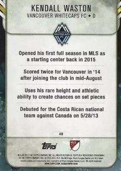 2015 Topps Apex MLS - Gold #40 Kendall Waston Back