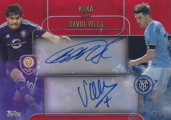 2015 Topps Apex MLS - Dual Autographs Red #ADA-KV David Villa / Kaká Front