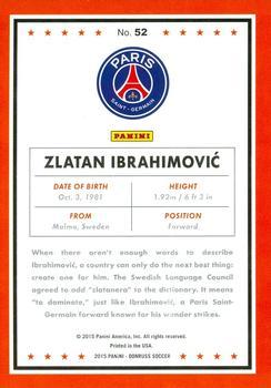 2015 Donruss - Black Panini Logo #52 Zlatan Ibrahimovic Back