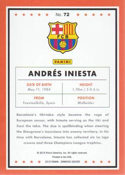 2015 Donruss - Bronze Press Proof #72 Andres Iniesta Back