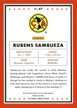 2015 Donruss - Red Soccer Ball #67 Rubens Sambueza Back