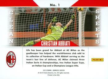 2015 Donruss - Clean Sheets Green Soccer Ball #1 Christian Abbiati Back