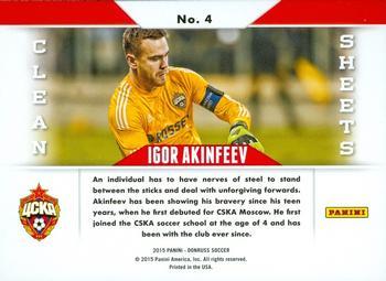 2015 Donruss - Clean Sheets Green Soccer Ball #4 Igor Akinfeev Back