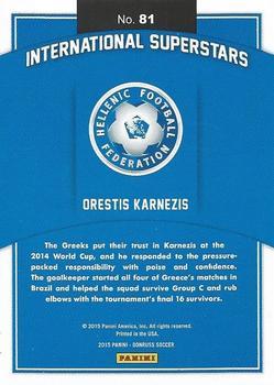 2015 Donruss - International Superstars Black Panini Logo #81 Orestis Karnezis Back