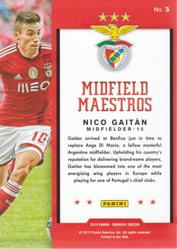 2015 Donruss - Midfield Maestros Bronze Press Proof #3 Nico Gaitan Back