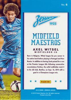 2015 Donruss - Midfield Maestros Gold Panini Logo #6 Axel Witsel Back