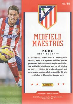 2015 Donruss - Midfield Maestros Gold Press Proof #15 Koke Back