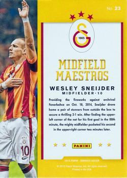 2015 Donruss - Midfield Maestros Green Soccer Ball #23 Wesley Sneijder Back