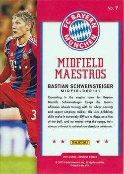 2015 Donruss - Midfield Maestros Red Soccer Ball #7 Bastian Schweinsteiger Back