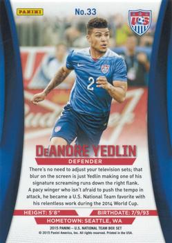 2015 Panini U.S. National Team #33 DeAndre Yedlin Back