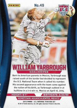 2015 Panini U.S. National Team #49 William Yarbrough Back