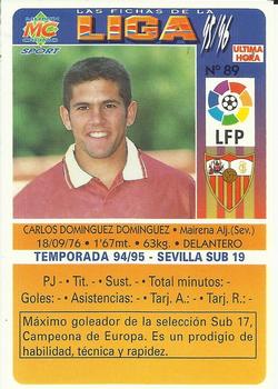 1995-96 Mundicromo Sport Las Fichas de La Liga - Ultima Hora #89 Carlos Back