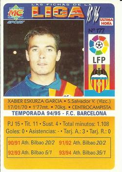1995-96 Mundicromo Sport Las Fichas de La Liga - Ultima Hora #177 Eskurza Back