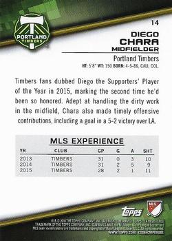 2016 Topps MLS #14 Diego Chara Back