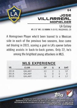 2016 Topps MLS #64 Jose Villarreal Back