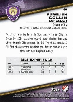 2016 Topps MLS #69 Aurelien Collin Back
