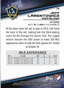 2016 Topps MLS #78 Jeff Larentowicz Back