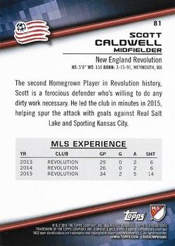 2016 Topps MLS #81 Scott Caldwell Back