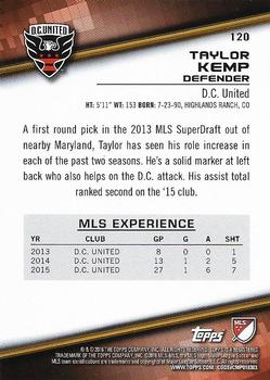 2016 Topps MLS #120 Taylor Kemp Back