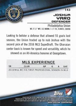 2016 Topps MLS #143 Joshua Yaro Back