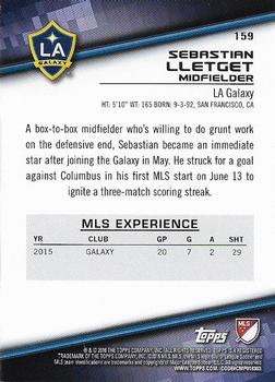 2016 Topps MLS #159 Sebastian Lletget Back