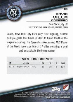2016 Topps MLS #100 David Villa Back