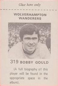 1971-72 FKS Publishers Wonderful World of Soccer Stars Stickers #319 Bobby Gould Back