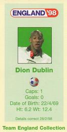 1998 BP England '98 #NNO Dion Dublin Back