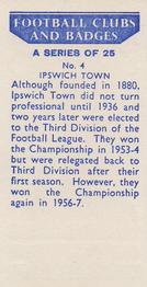 1958 Football Clubs and Badges #4 Ipswich Town Back