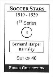 1998 Fosse Soccer Stars 1919-1939 : Series 1 #3 Bernard Harper Back