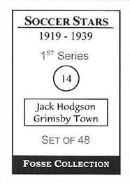 1998 Fosse Soccer Stars 1919-1939 : Series 1 #14 Jack Hodgson Back