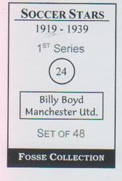 1998 Fosse Soccer Stars 1919-1939 : Series 1 #24 Billy Boyd Back