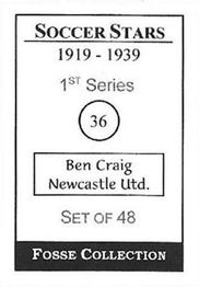 1998 Fosse Soccer Stars 1919-1939 : Series 1 #36 Ben Craig Back