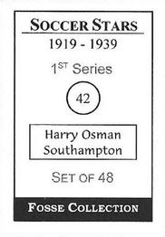 1998 Fosse Soccer Stars 1919-1939 : Series 1 #42 Harry Osman Back