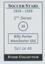 1998 Fosse Soccer Stars 1919-1939 : Series 2 #30 Billy Porter Back