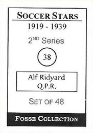 1998 Fosse Soccer Stars 1919-1939 : Series 2 #38 Alf Ridyard Back