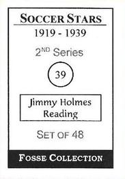 1998 Fosse Soccer Stars 1919-1939 : Series 2 #39 Jimmy Holmes Back