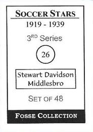 1998 Fosse Soccer Stars 1919-1939 : Series 3 #26 Stewart Davidson Back